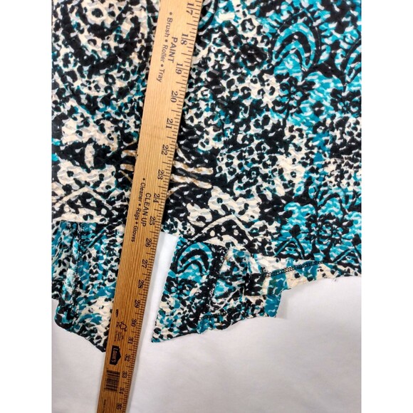 Chico's Womens Open Cardigan Size 2 L/12 Long Sleeve Blue Black Artsy Sheer Boho - Picture 6 of 8